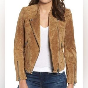 BLANK NYC No Limit Suede Moto Jacket in Cognac